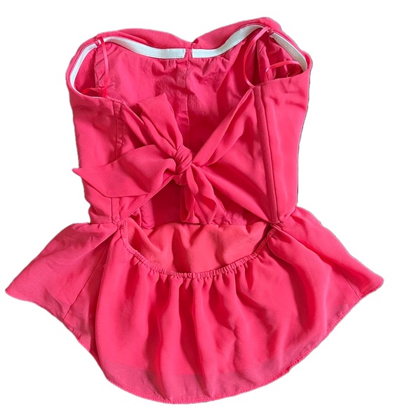GUESS HOT PINK BUSTIER PEPLUM TOP WITH SWEETHEART NECKLINE SIZE XXS - Picture 5 of 7